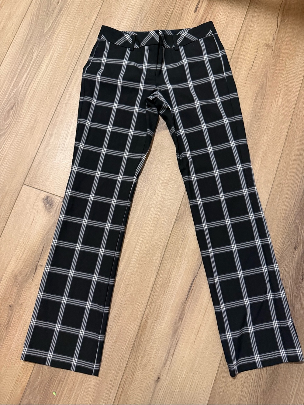 Express Black & White Plaid Womens Stretch “Editor” Trousers